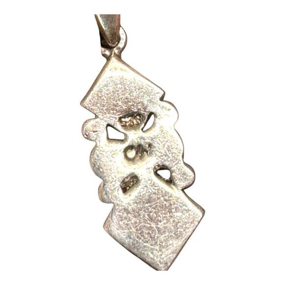 Vintage Native American Sterling Silver Pendant Turquoise Onyx Red Coral Signed - Picture 3 of 5